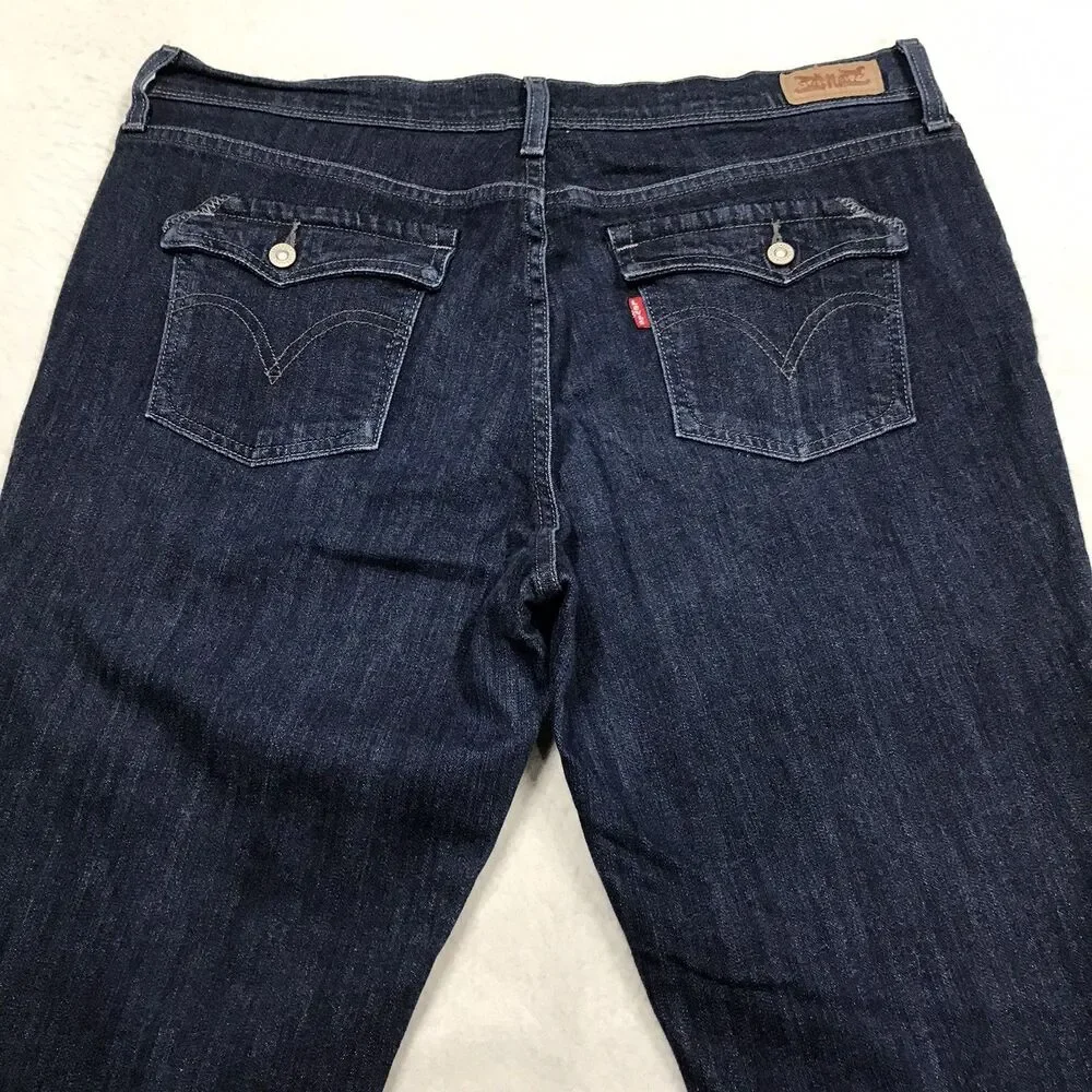 LEVIS 515 Bootcut Jeans Women 36x34 (32/34 tag) Dark Wash Stretch Western Flap